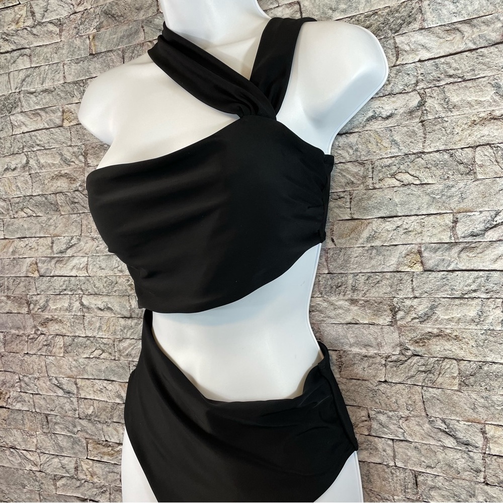 COPY - Shein one piece black rib cut out